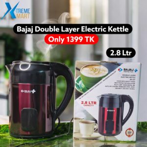 Double Layer Bajaj Electric Kettle 2.8 L (Maroon)
