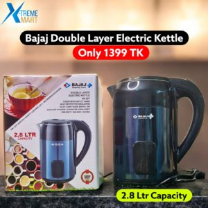 Double Layer Bajaj Electric Kettle 2.8 L (Blue)