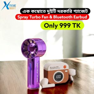 Mist Spray Turbo Fan & Bluetooth Earbuds